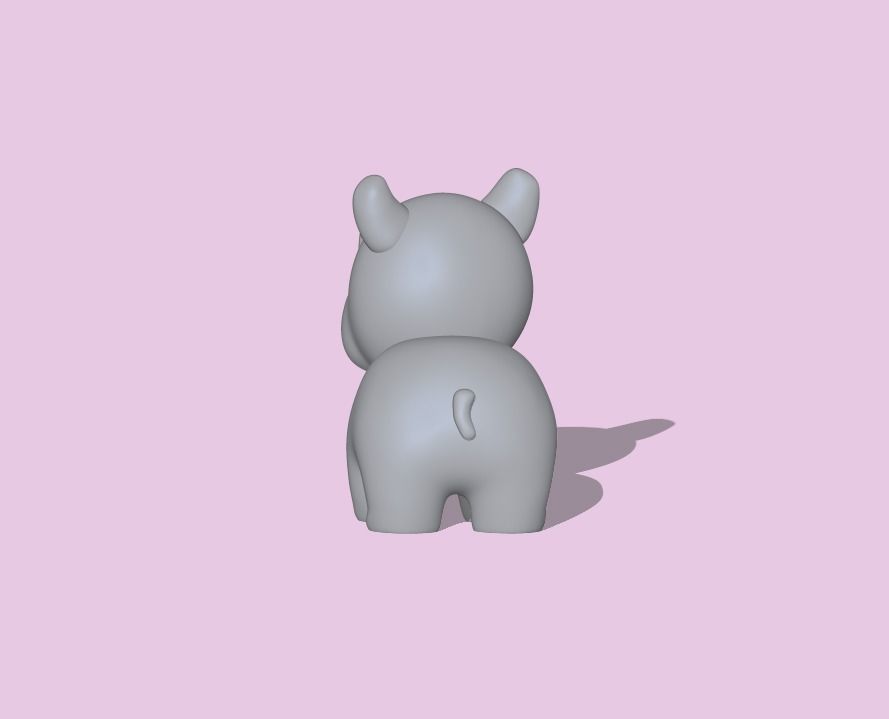 A cute Rhino for decoration and play 3D print model_3