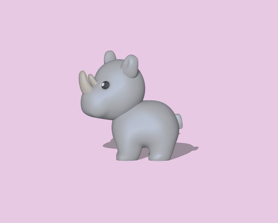 A cute Rhino for decoration and play 3D print model_2