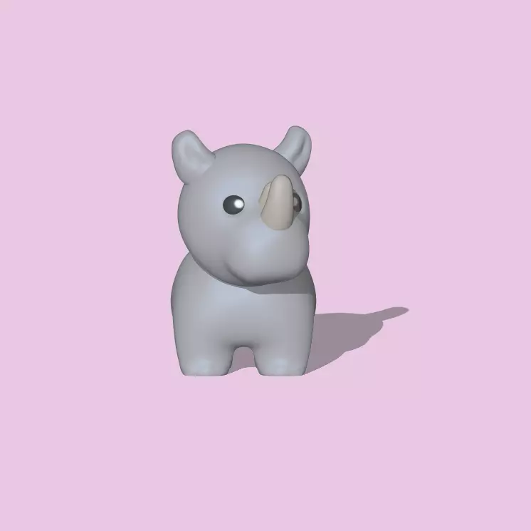 A cute Rhino for decoration and play 3D print model_0