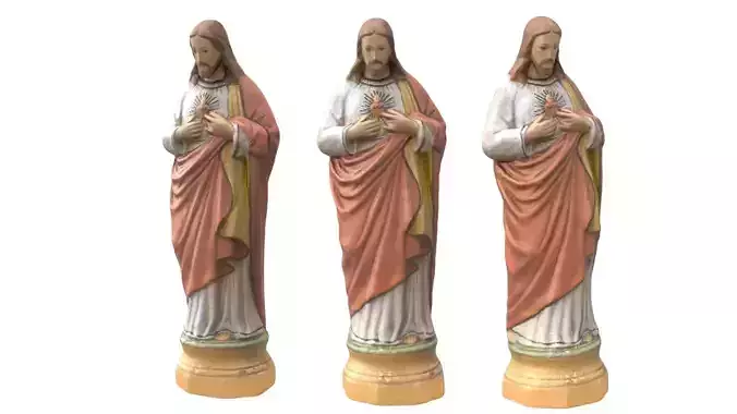 Statue  - Jesus Painted Low-poly 3D model