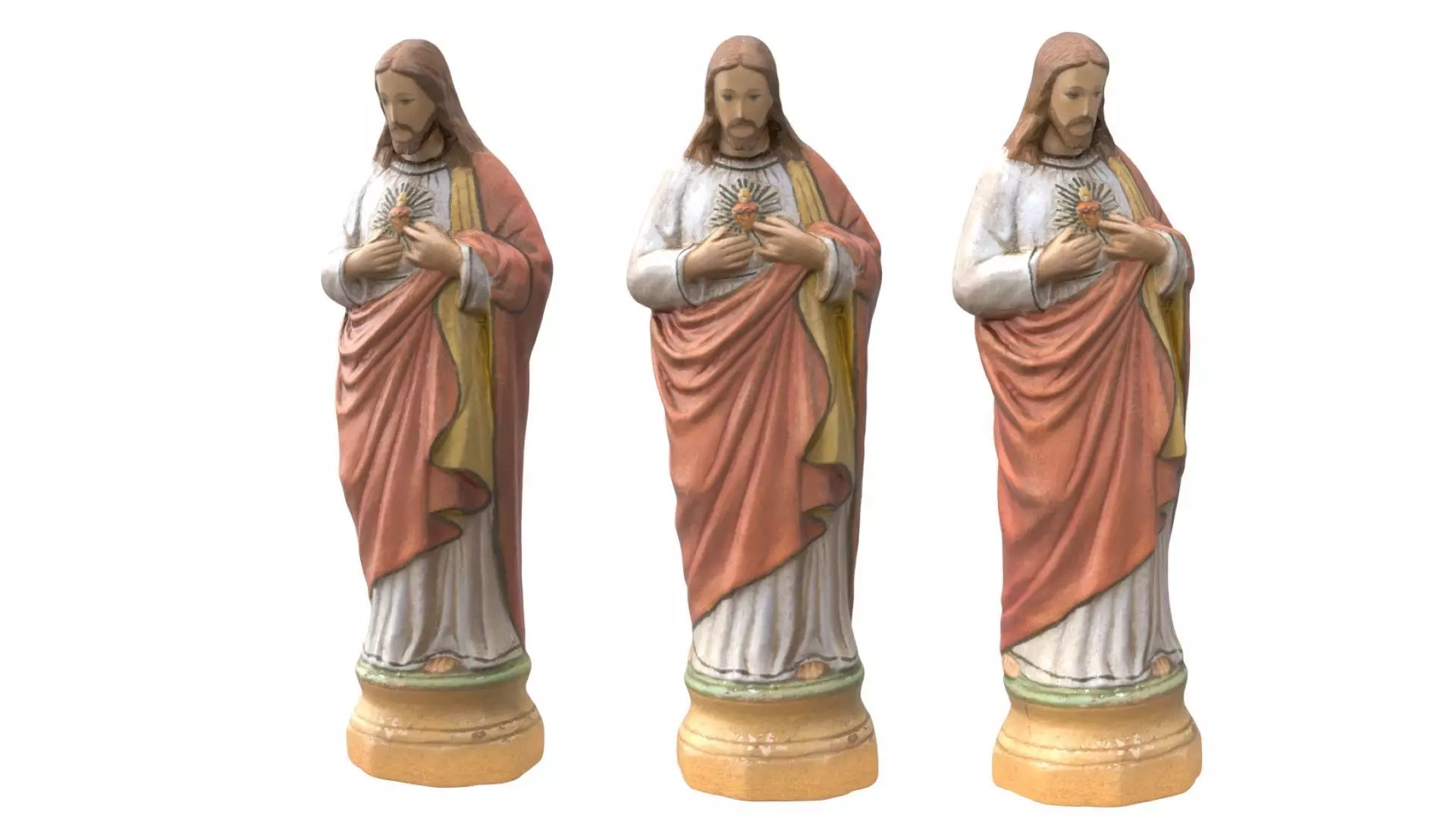 Statue  - Jesus Painted Low-poly 3D model_0