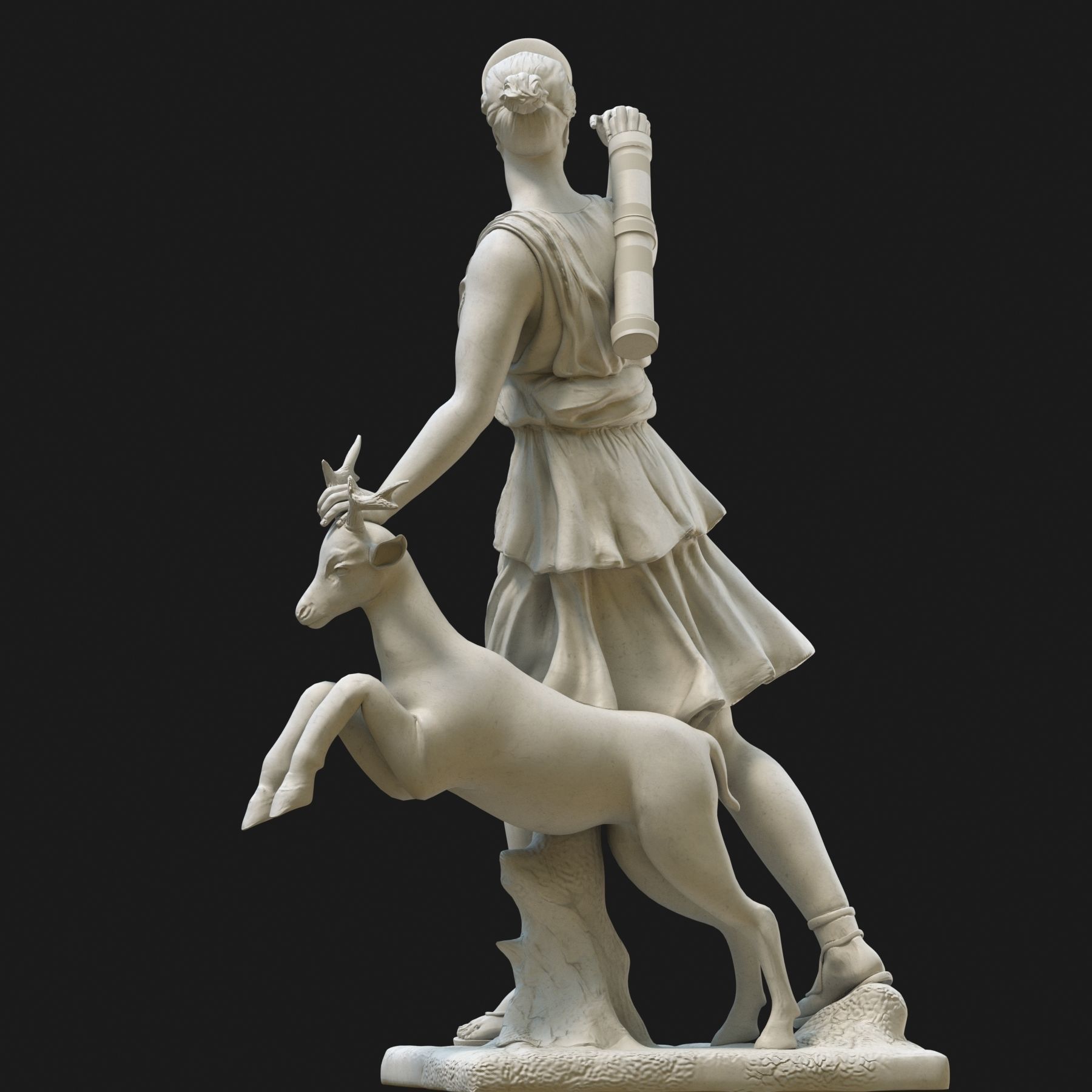 Diana 3D model statue of woman with goat 3D model_3