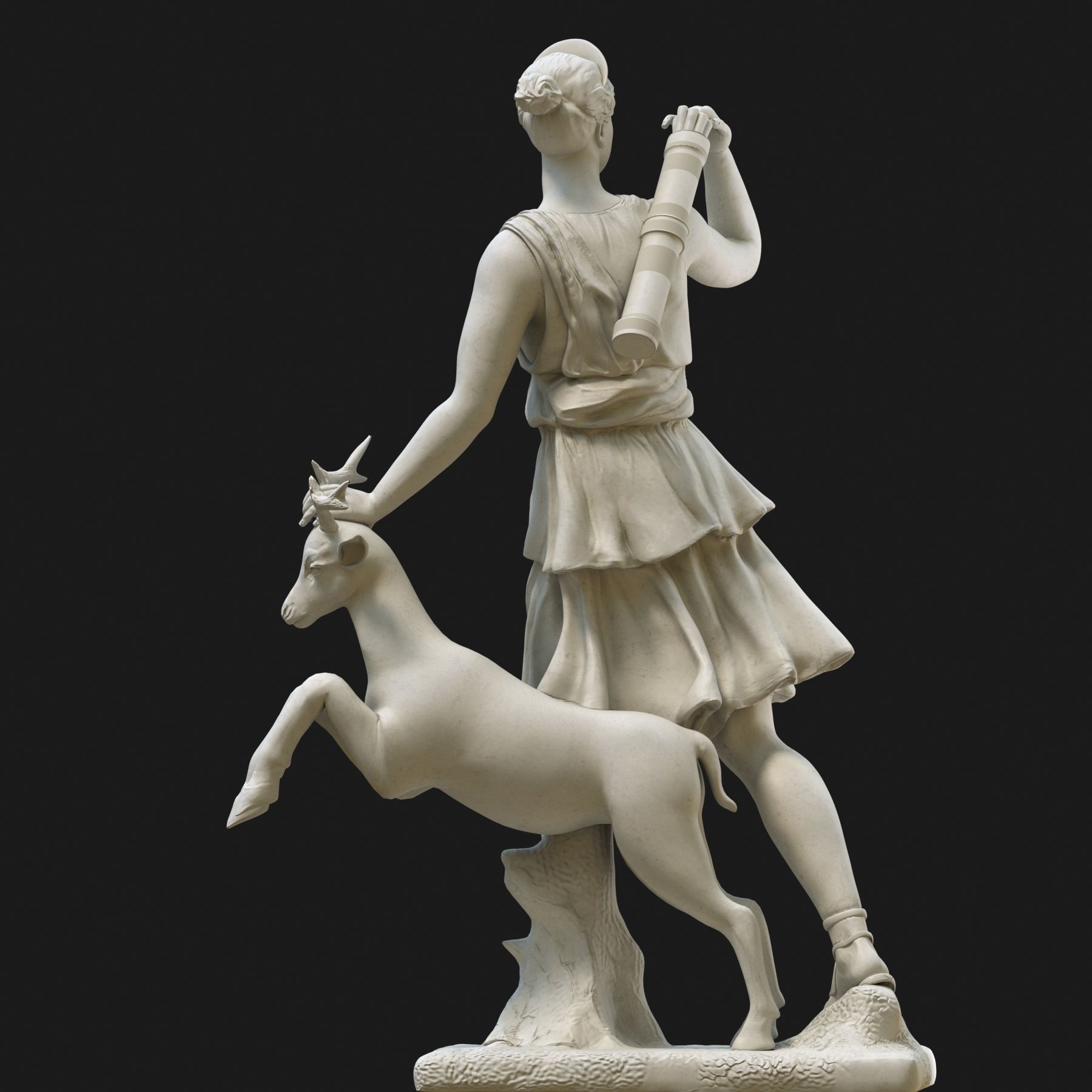 Diana 3D model statue of woman with goat 3D model_2