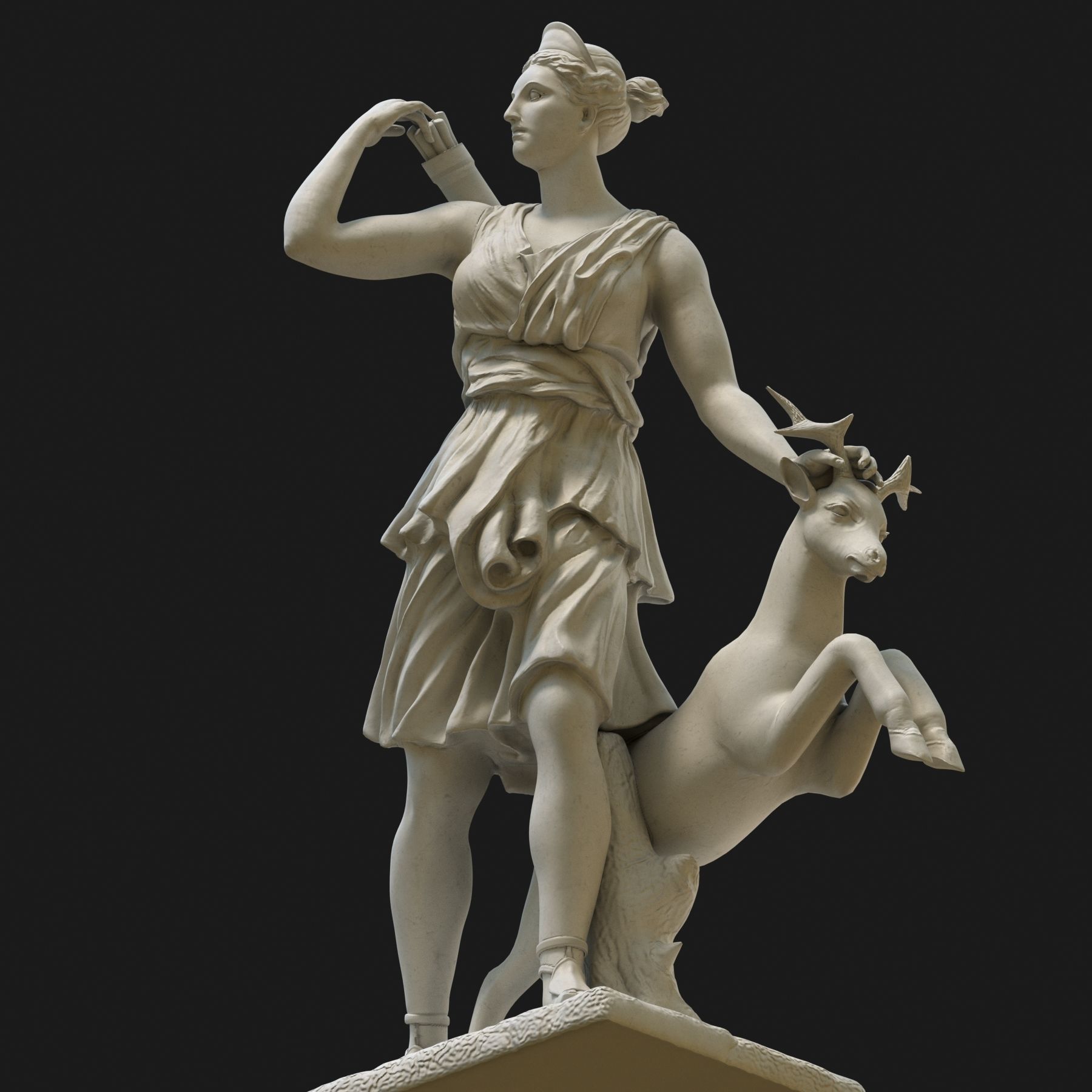 Diana 3D model statue of woman with goat 3D model_9