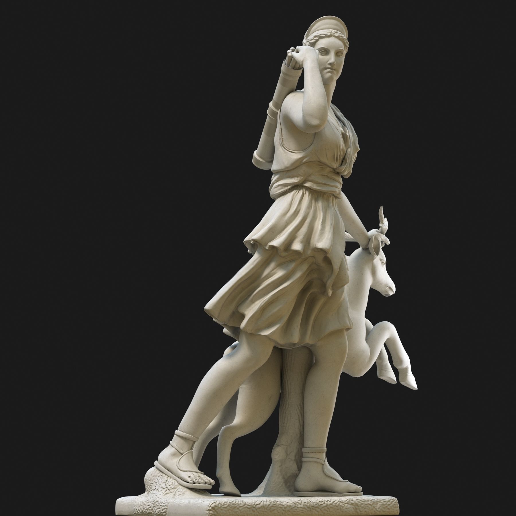 Diana 3D model statue of woman with goat 3D model_17