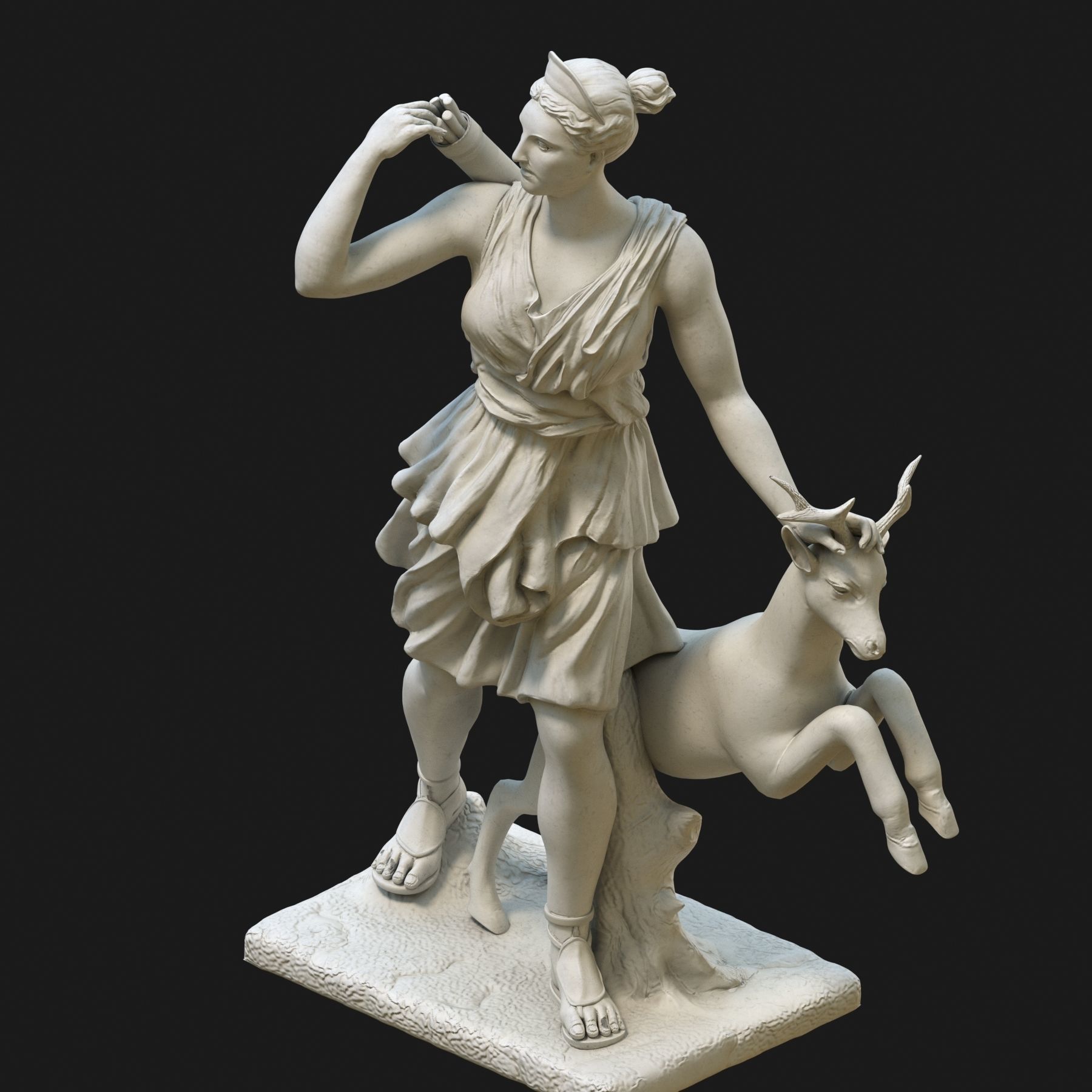 Diana 3D model statue of woman with goat 3D model_10