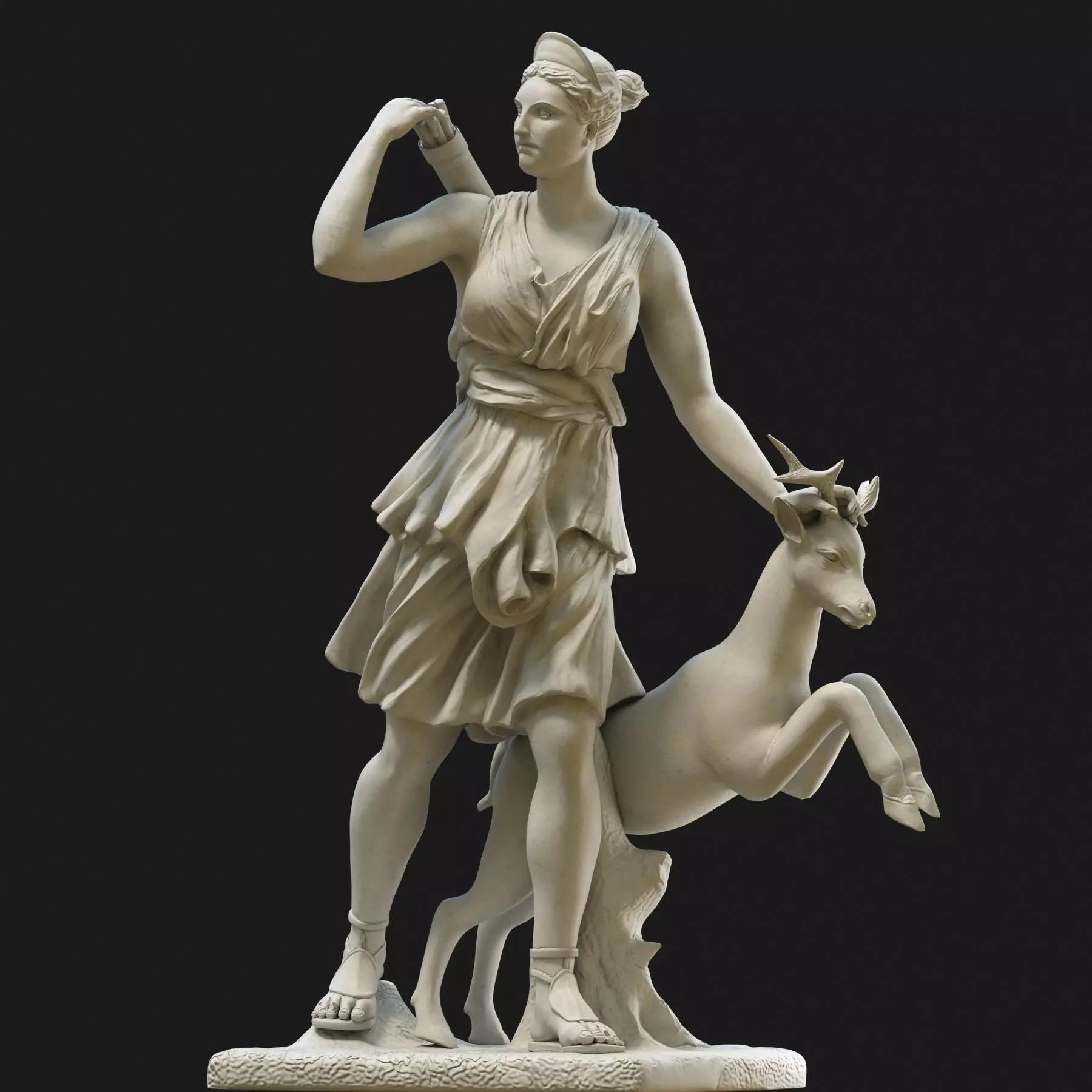 Diana 3D model statue of woman with goat 3D model_0