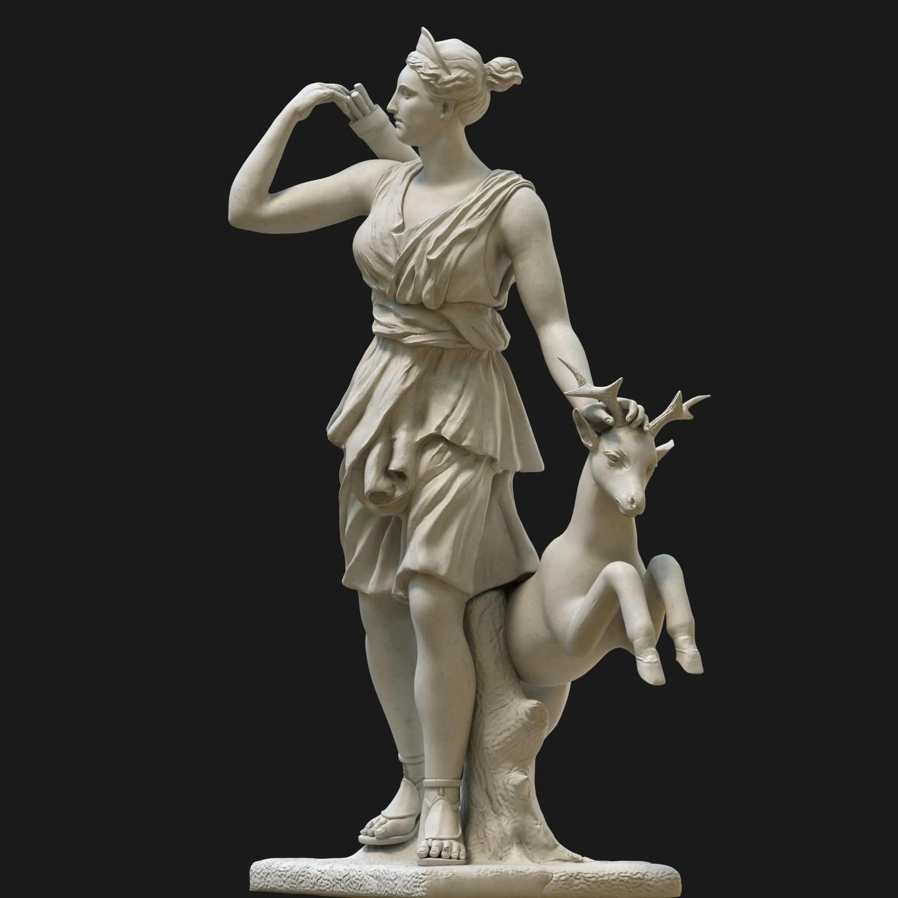 Diana 3D model statue of woman with goat 3D model_8