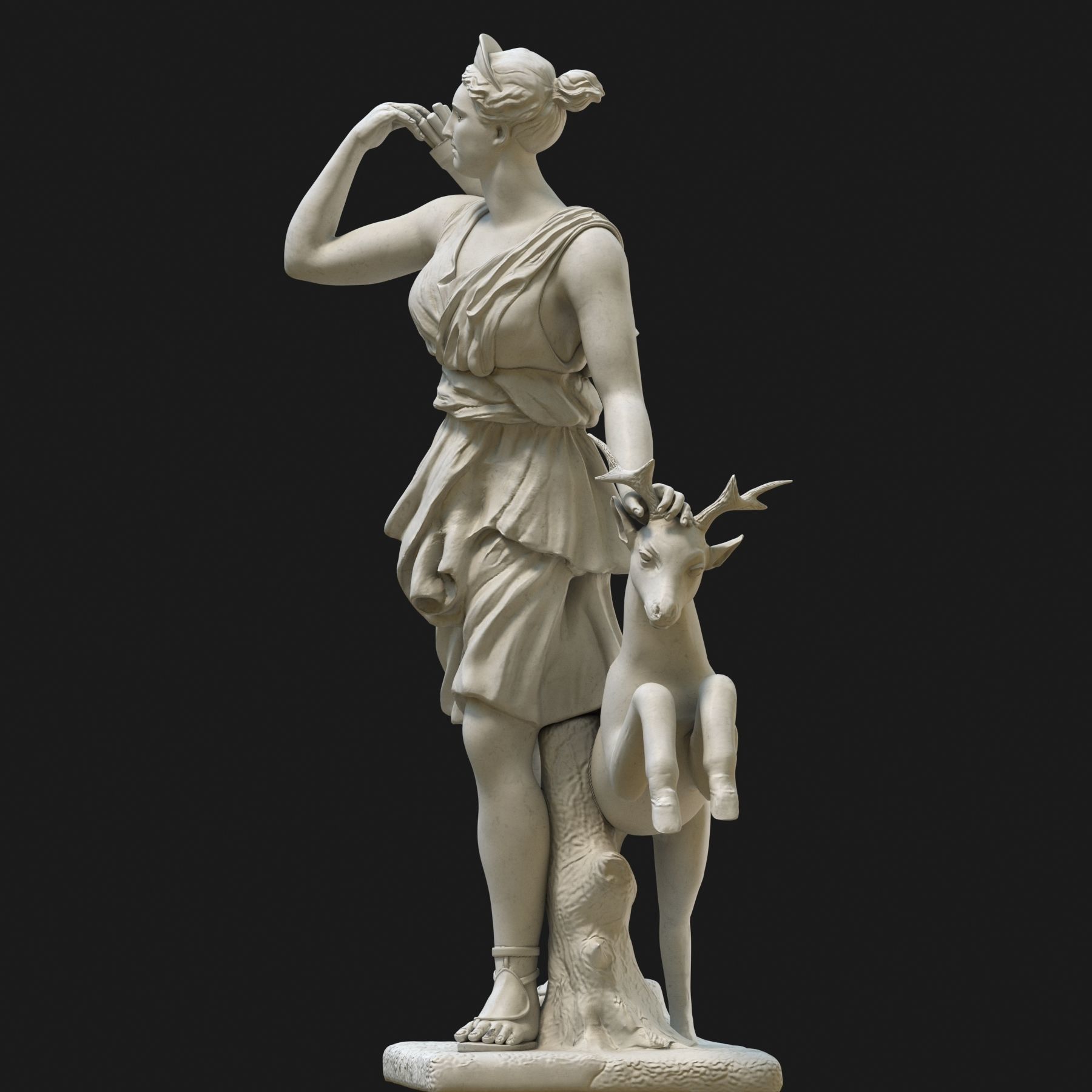 Diana 3D model statue of woman with goat 3D model_7