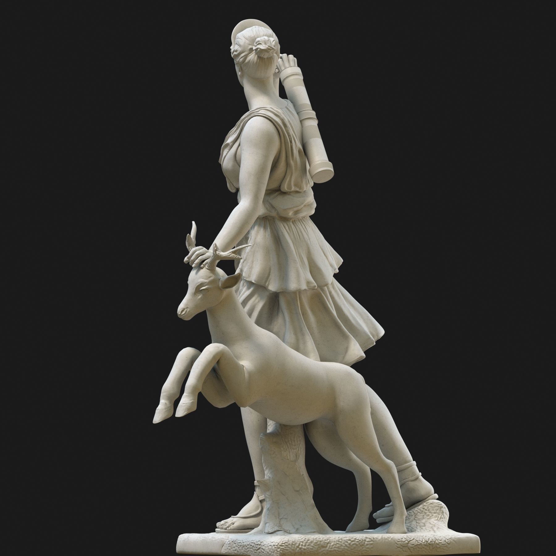Diana 3D model statue of woman with goat 3D model_4