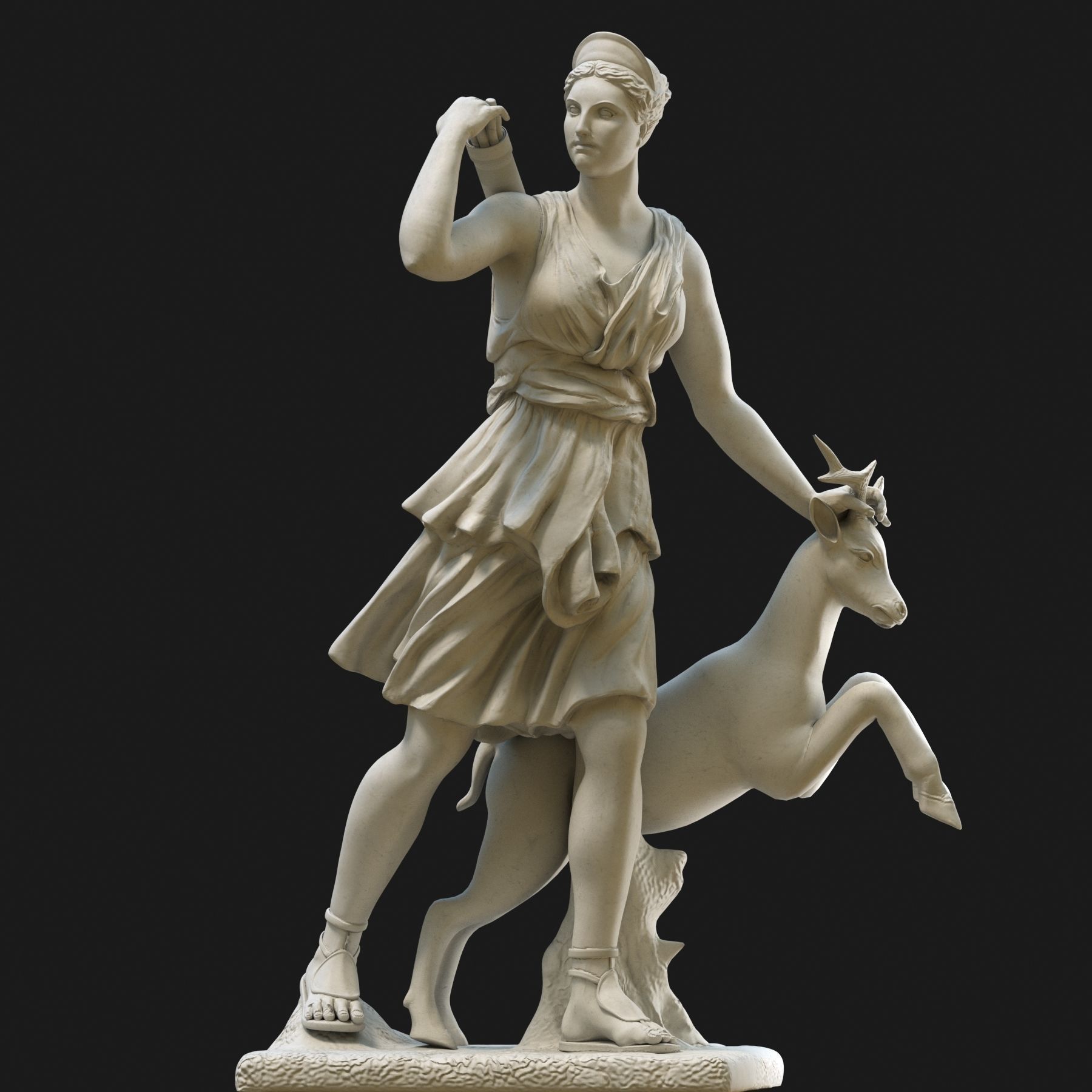 Diana 3D model statue of woman with goat 3D model_11