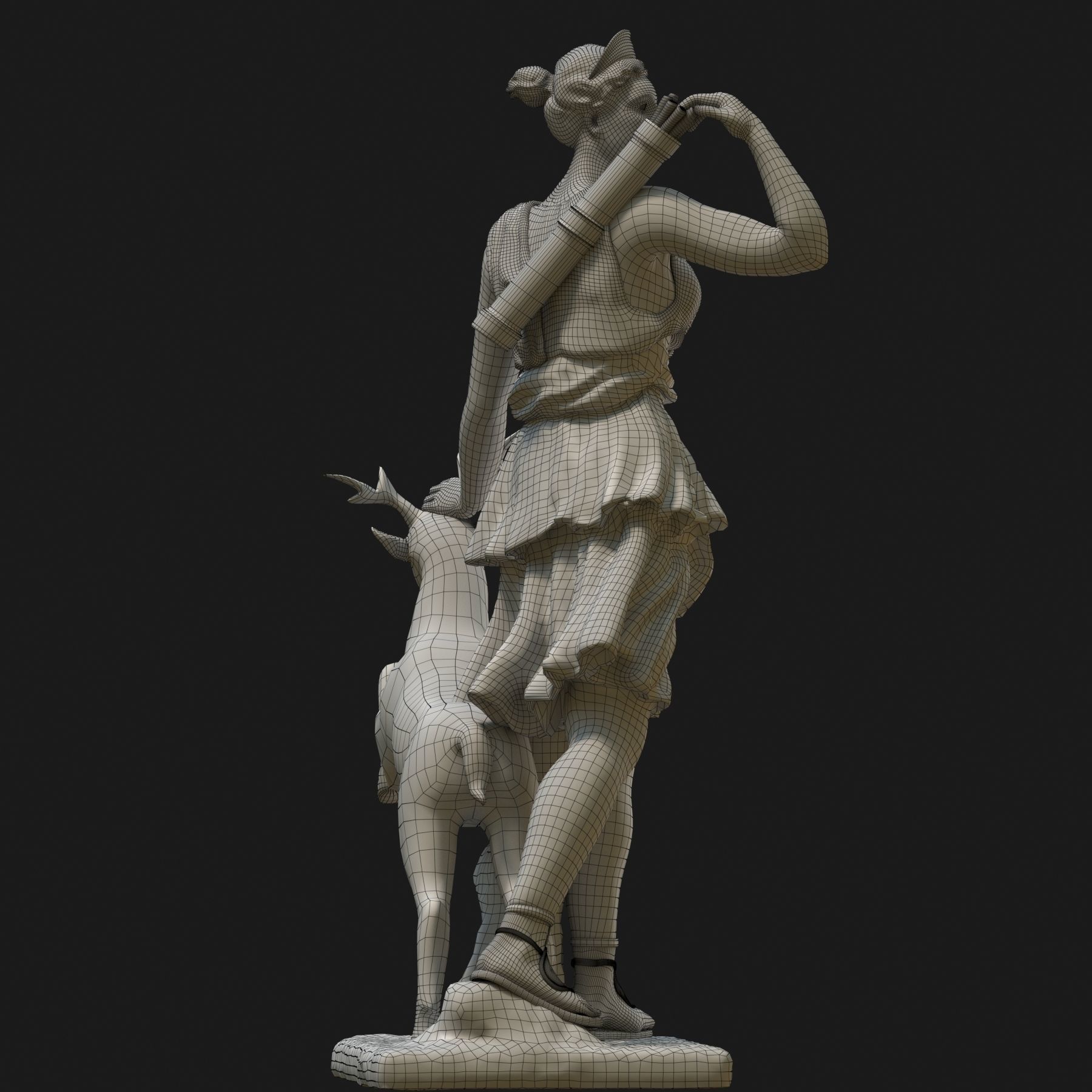 Diana 3D model statue of woman with goat 3D model_14