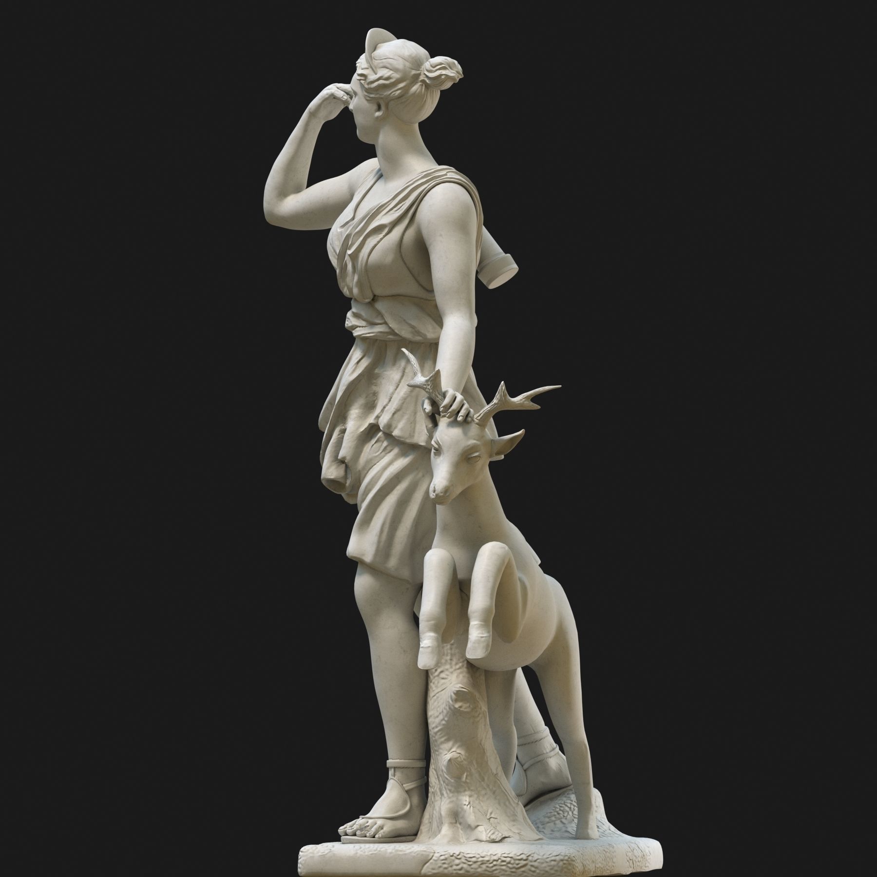 Diana 3D model statue of woman with goat 3D model_6