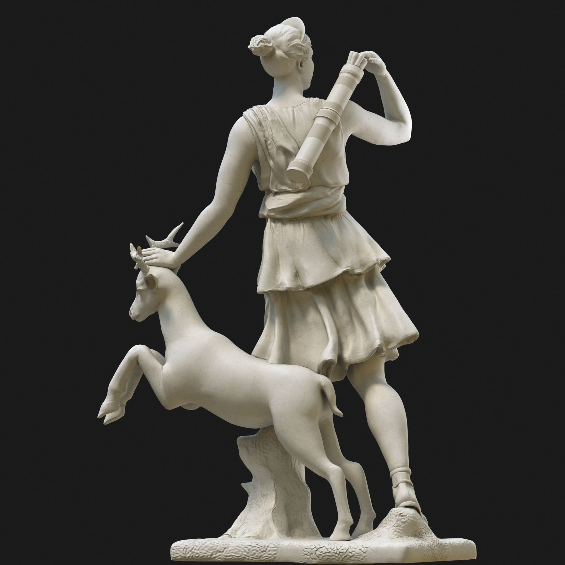 Diana 3D model statue of woman with goat 3D model_1