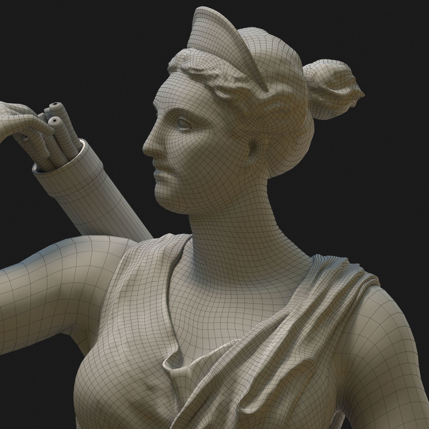 Diana 3D model statue of woman with goat 3D model_15