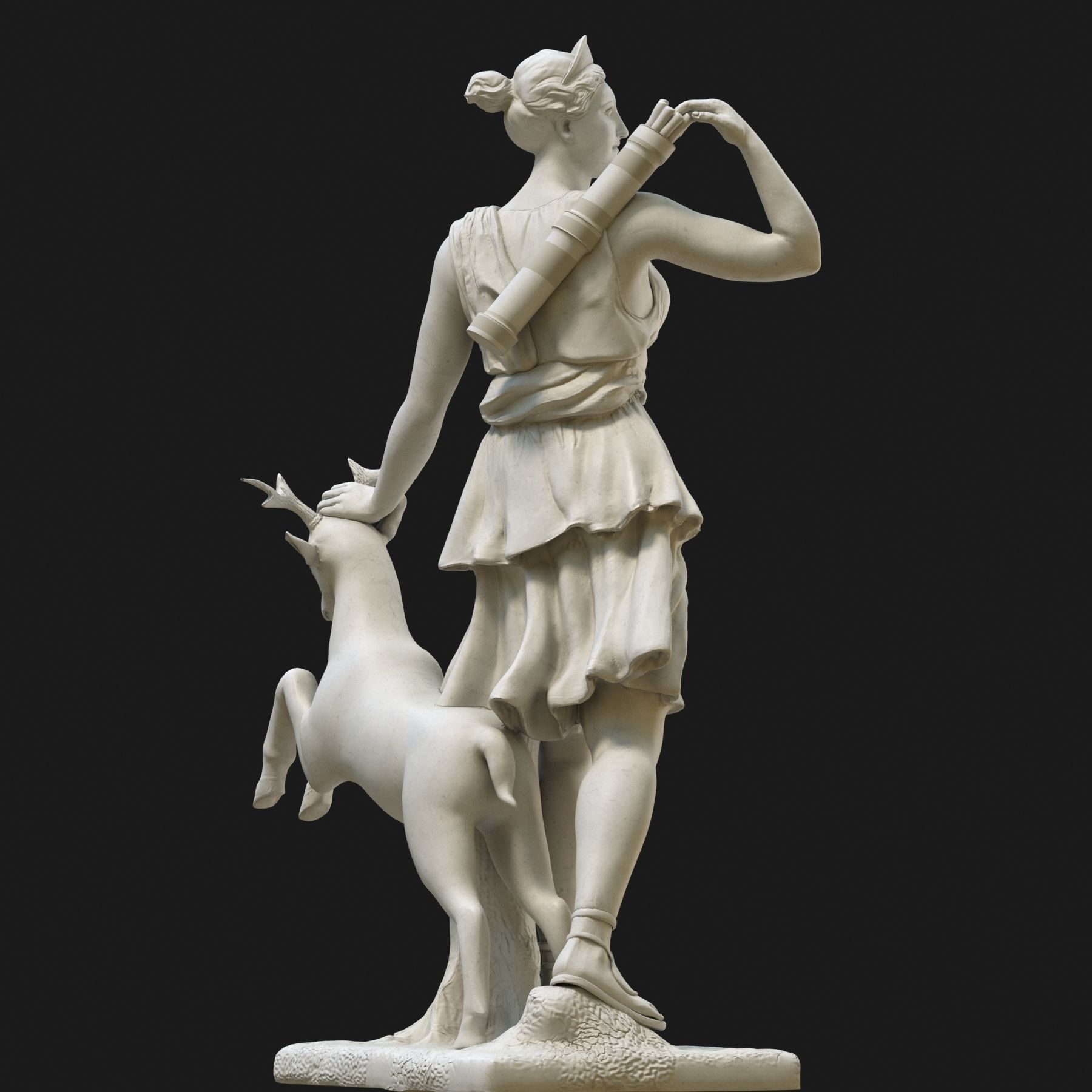 Diana 3D model statue of woman with goat 3D model_21