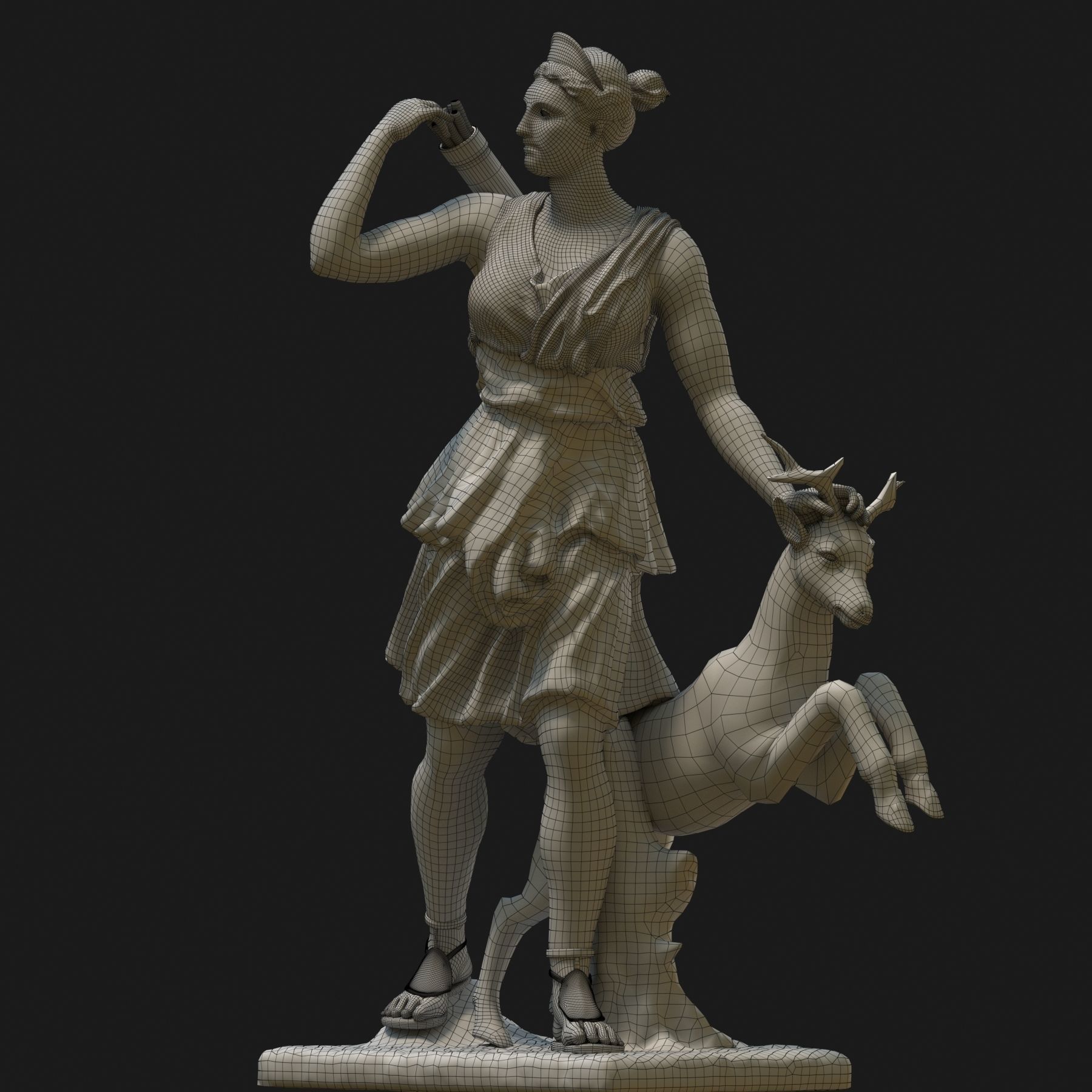 Diana 3D model statue of woman with goat 3D model_13