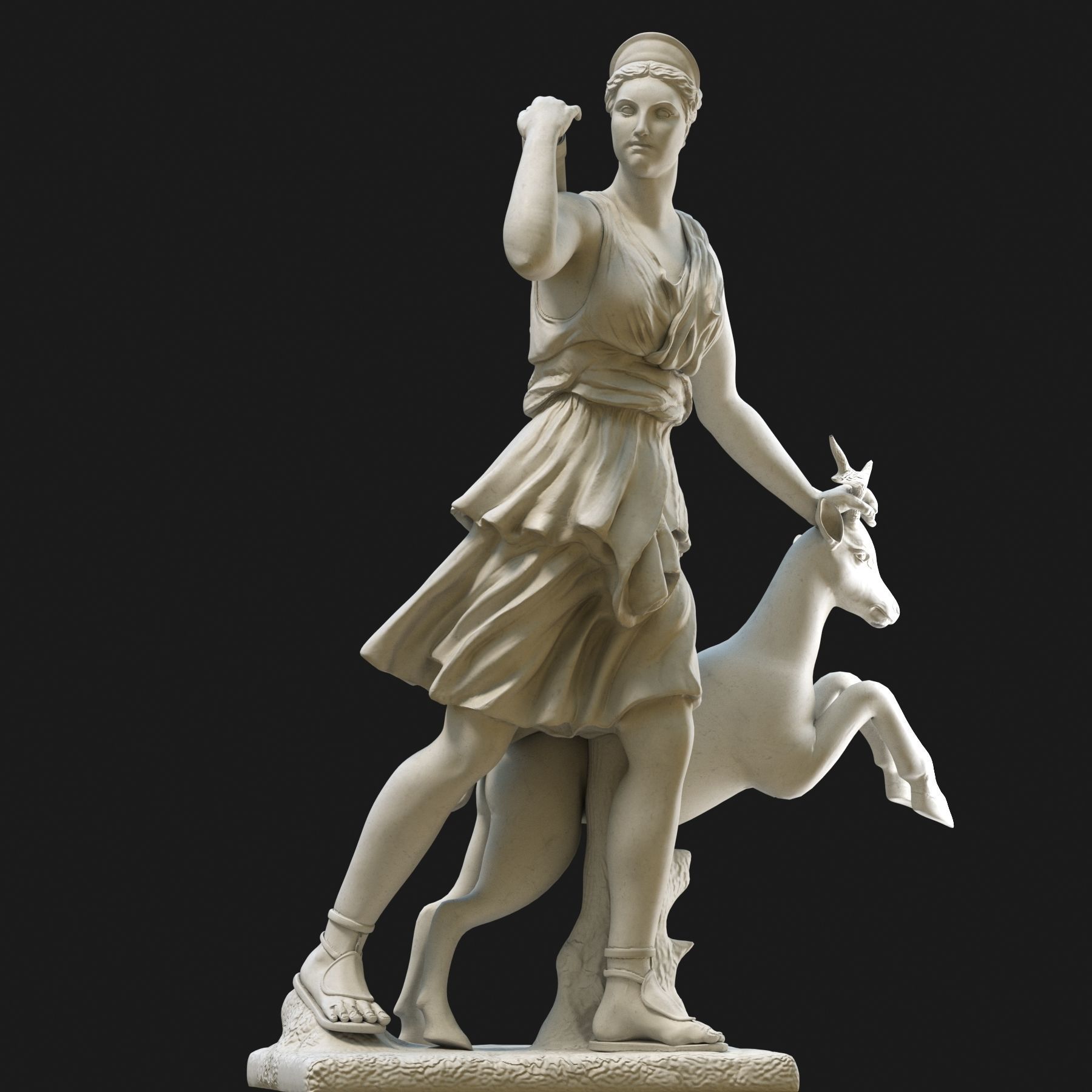 Diana 3D model statue of woman with goat 3D model_16