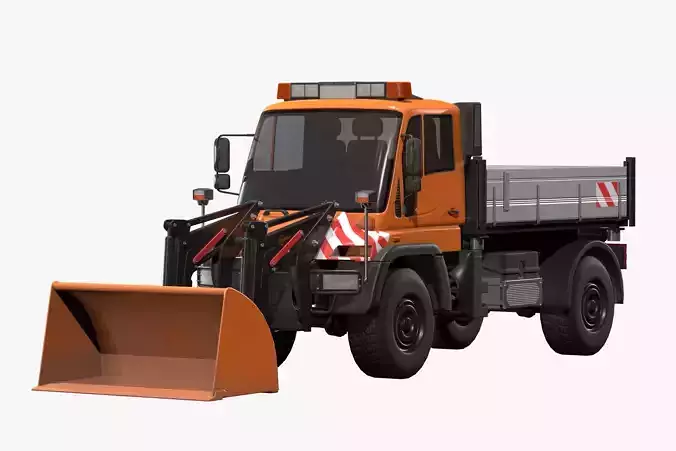 Unimog U500 Front Loader Truck Low-poly 3D model