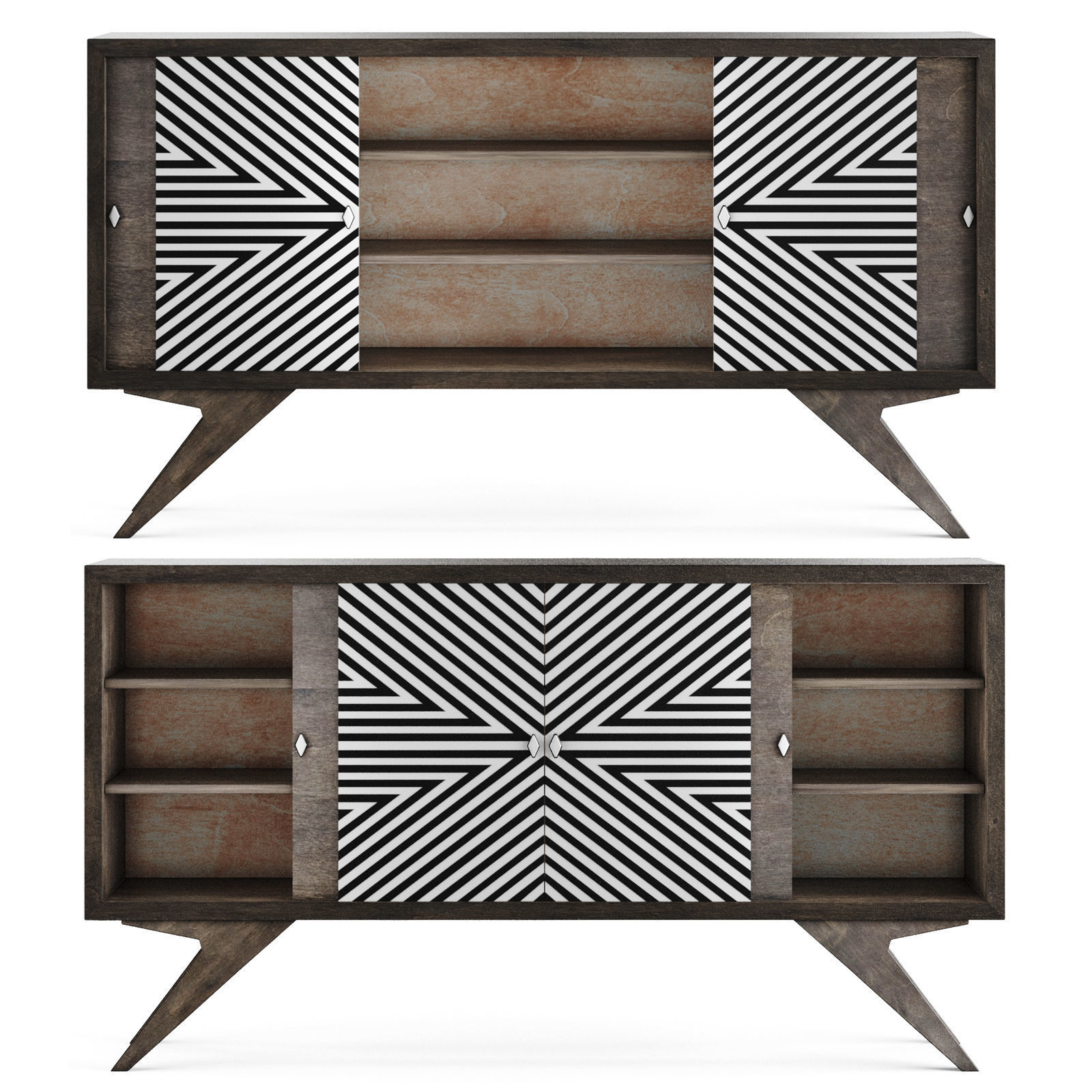 Sideboard 1960s Low-poly 3D model_6