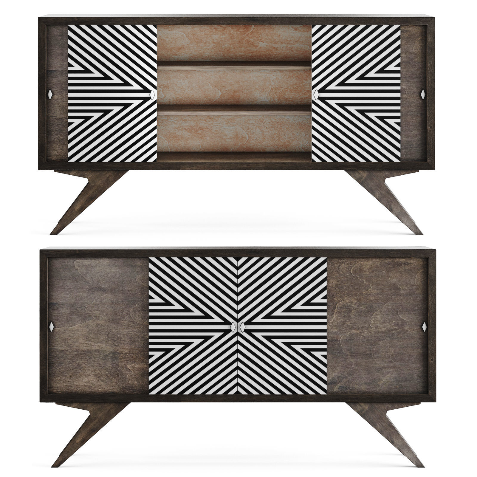 Sideboard 1960s Low-poly 3D model_5