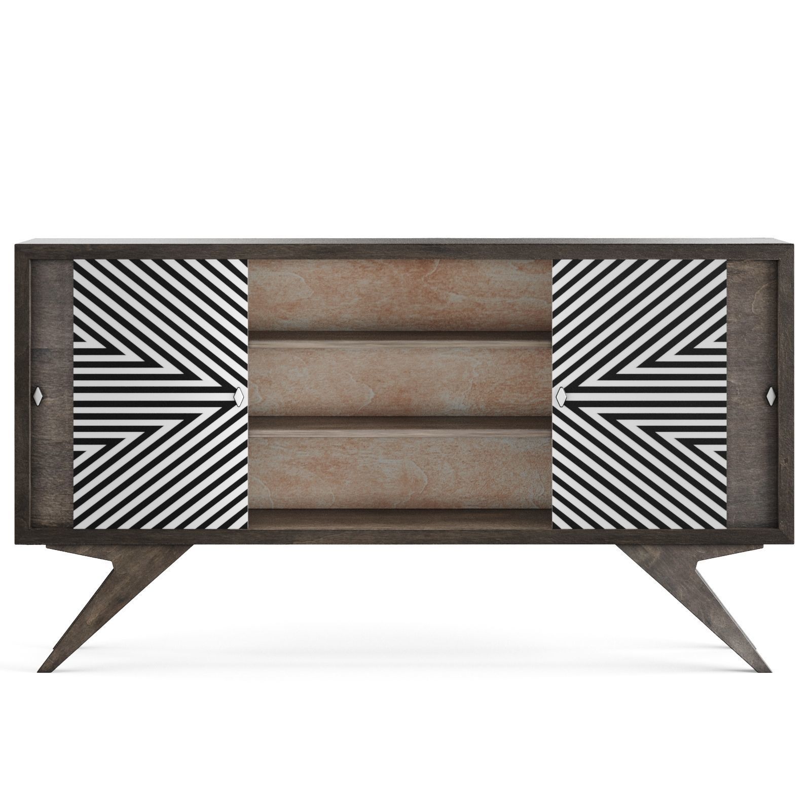 Sideboard 1960s Low-poly 3D model_3