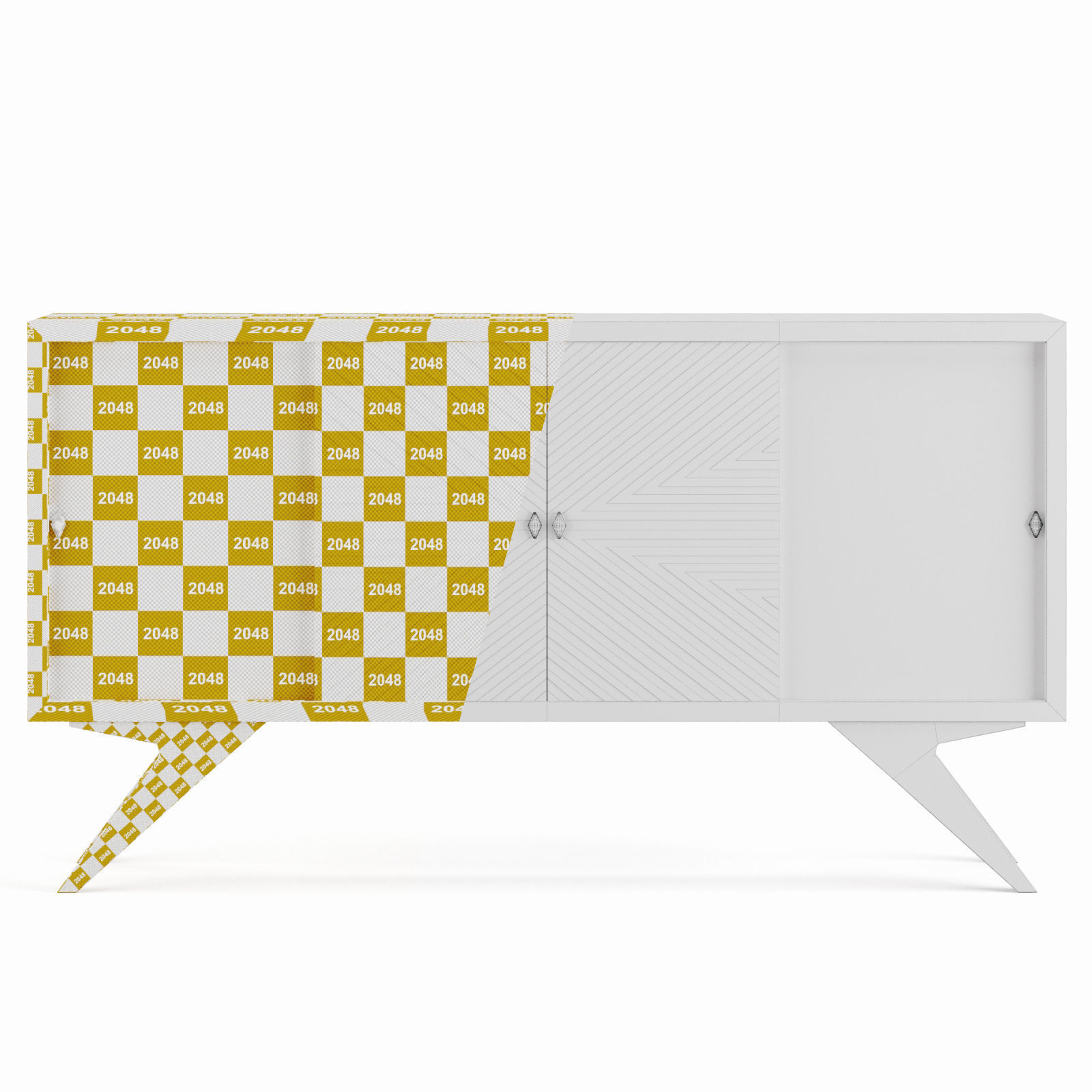 Sideboard 1960s Low-poly 3D model_10