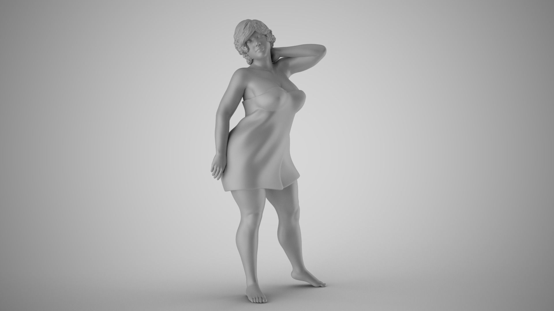 Woman Before Shower 3D print model_2