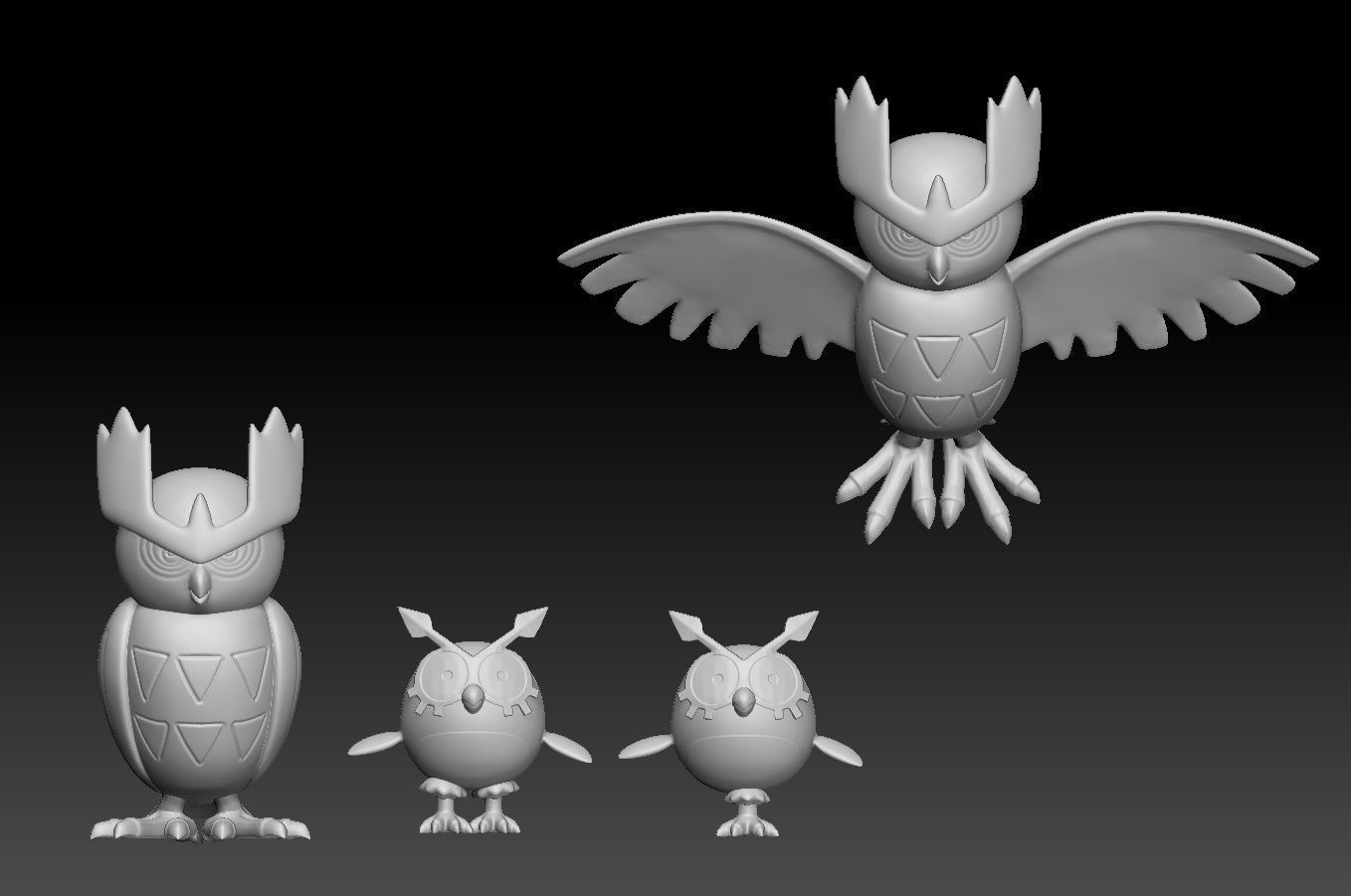 Pokemon Hoothoot and Noctowl 3D print model_2