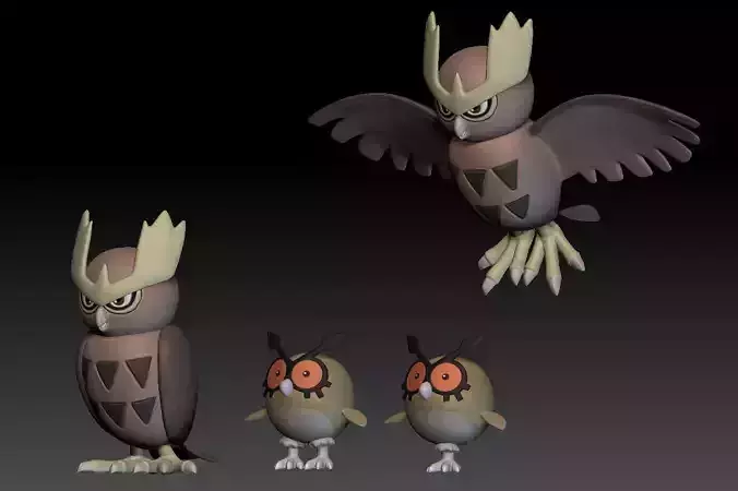 Pokemon Hoothoot and Noctowl