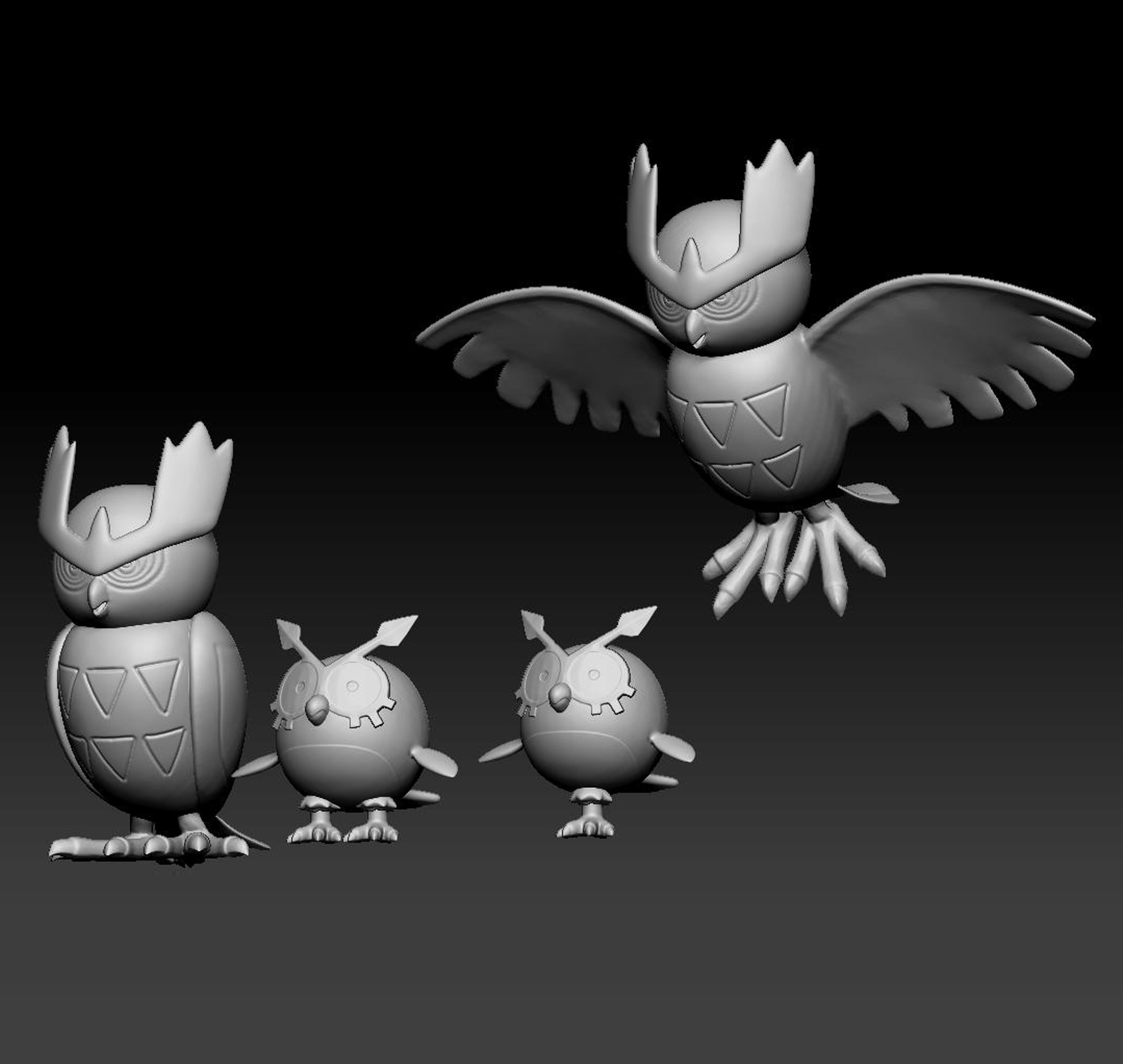 Pokemon Hoothoot and Noctowl 3D print model_3