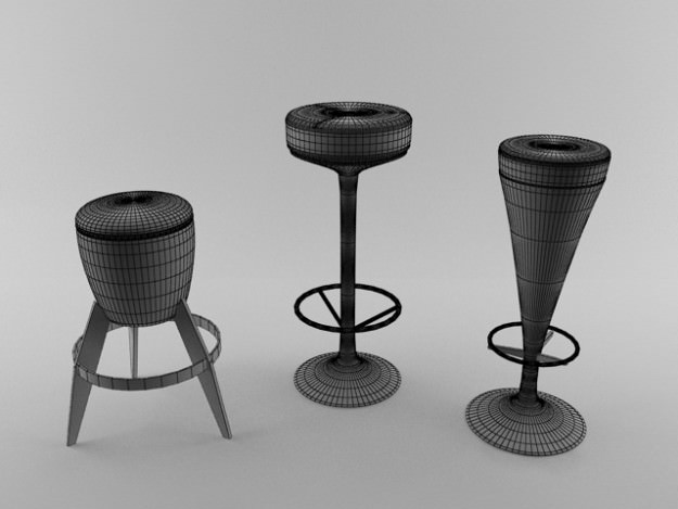 Bar stool collection 3D model_4