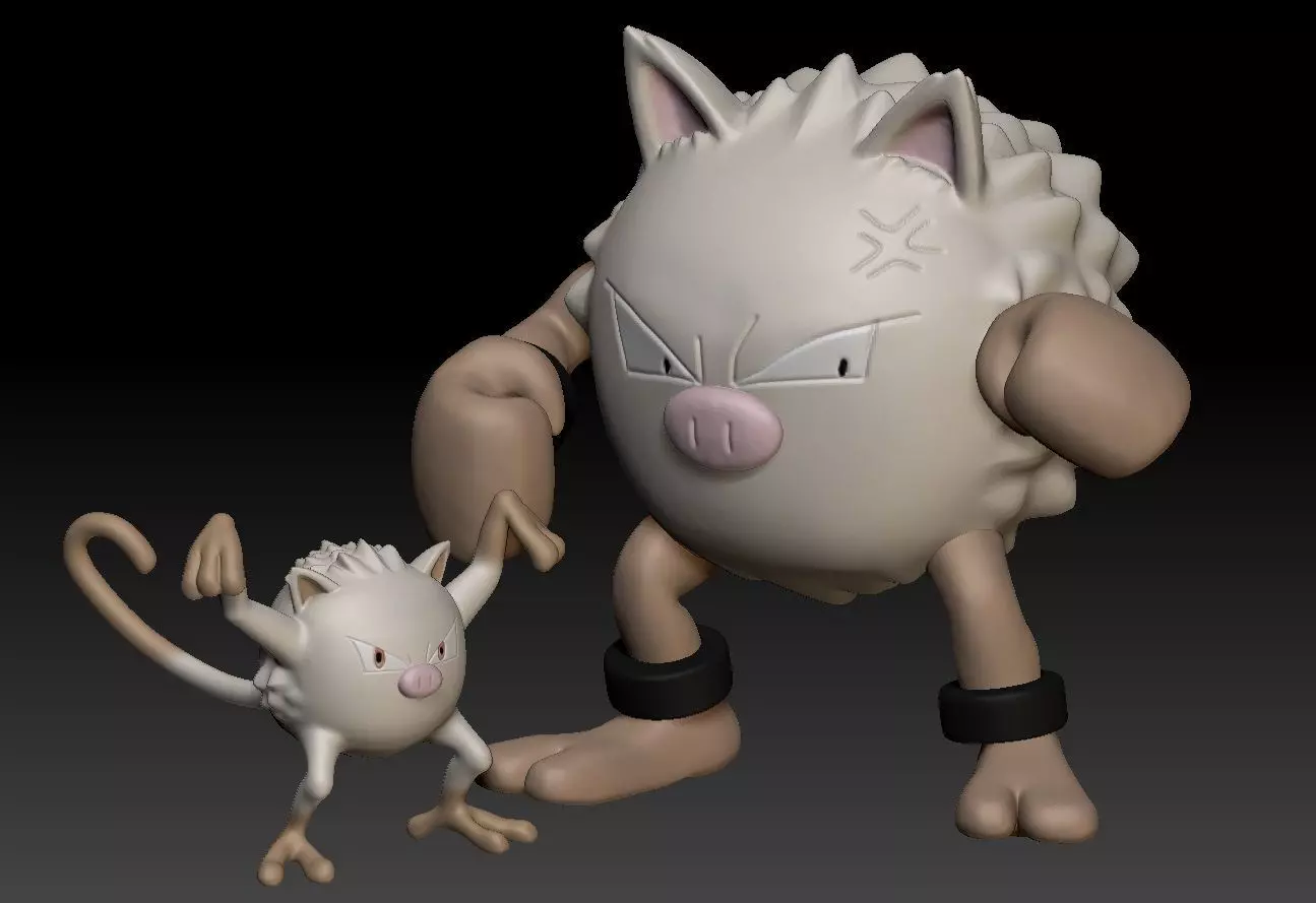 Pokemon Mankey and Primeape 3D print model