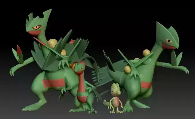 Pokemon Treecko Grovyle Sceptile Mega Evolution 3D print model