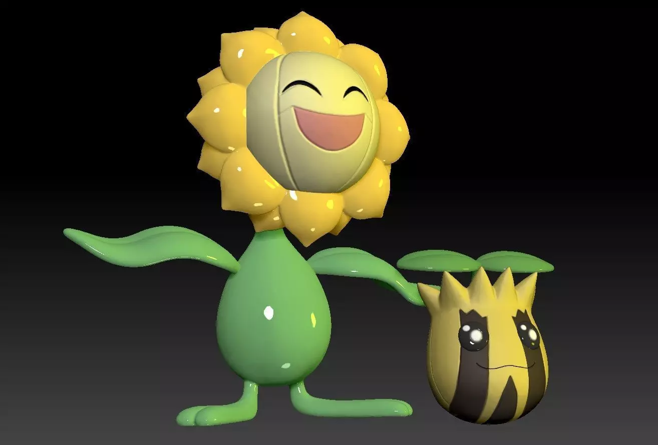 Pokemon Sunkern and Sunflora 3D print model