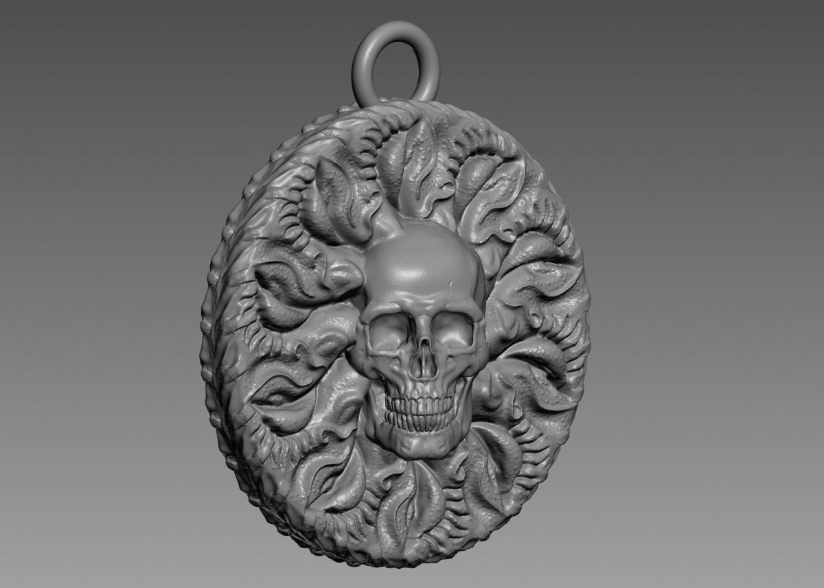 Skull Pendant 3d print model 3D print model_13