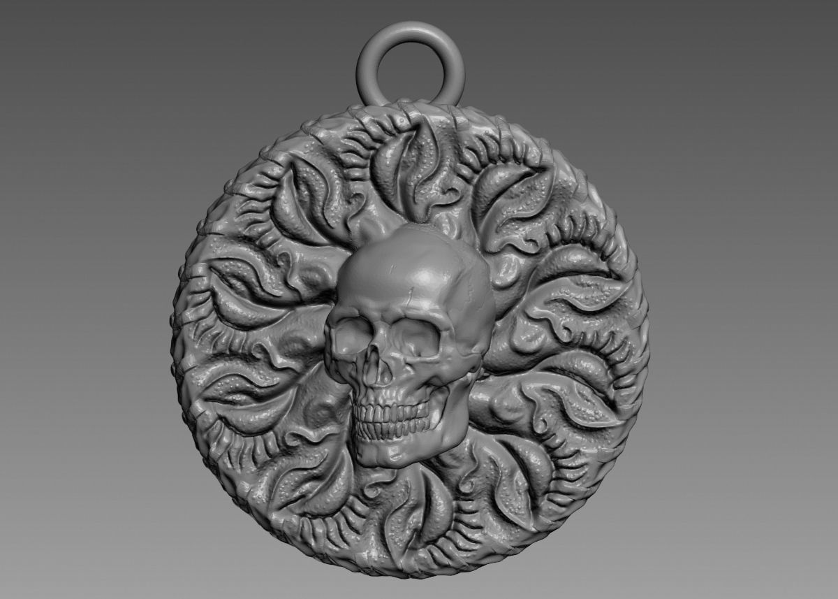 Skull Pendant 3d print model 3D print model_49