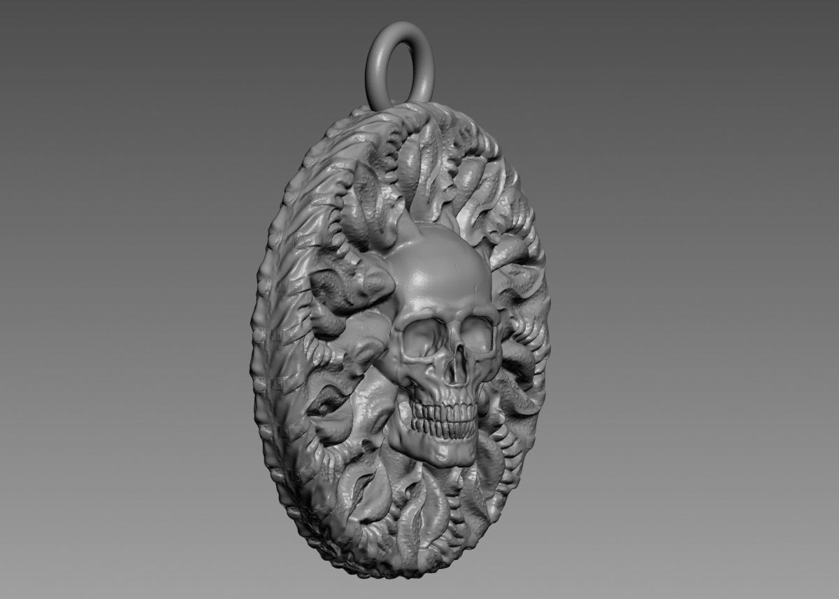 Skull Pendant 3d print model 3D print model_15