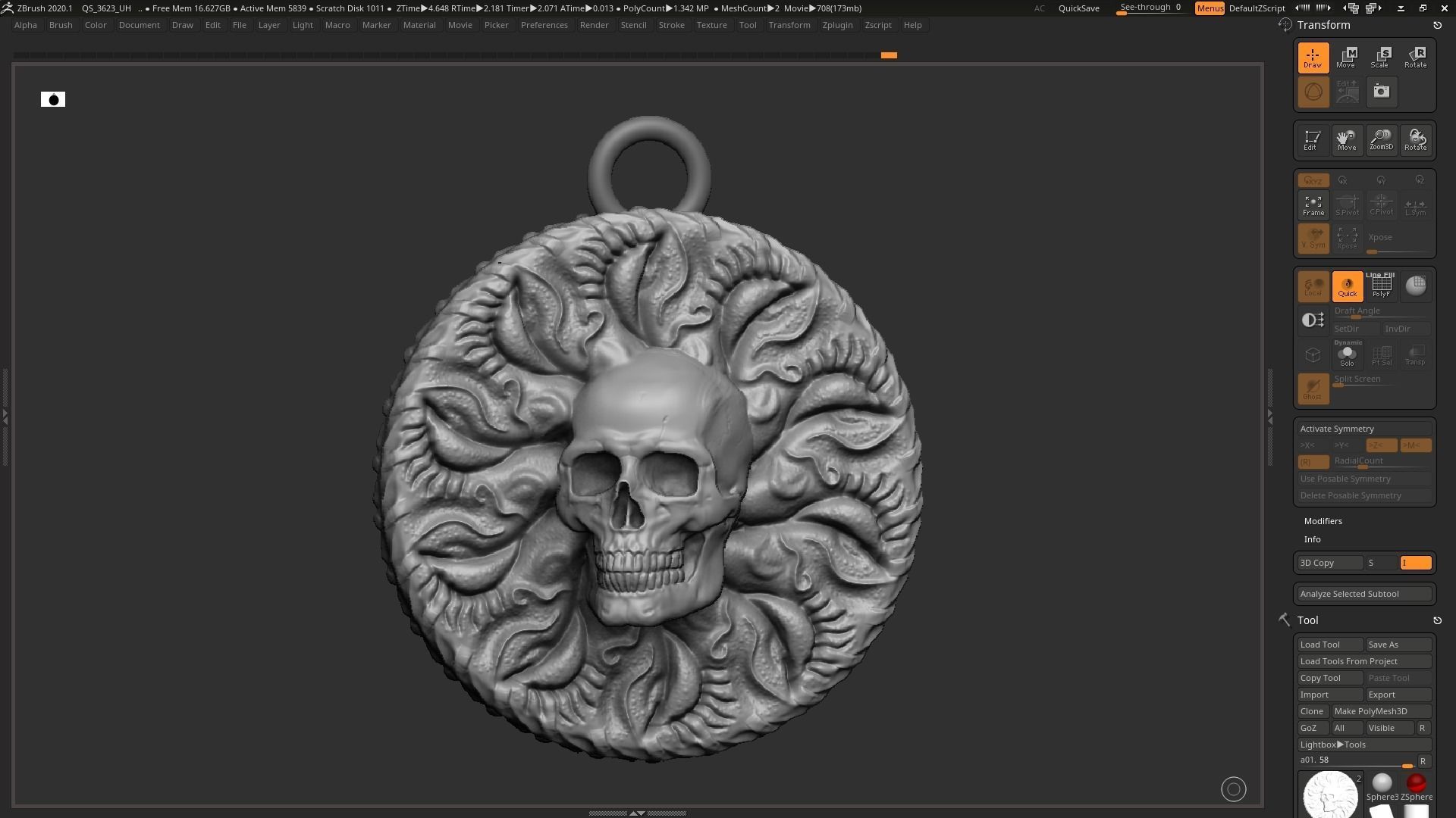 Skull Pendant 3d print model 3D print model_9