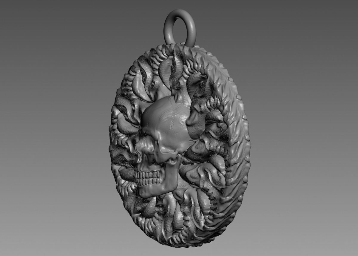 Skull Pendant 3d print model 3D print model_43