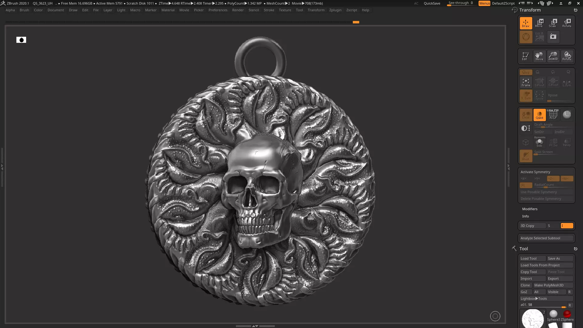 Skull Pendant 3d print model 3D print model_0
