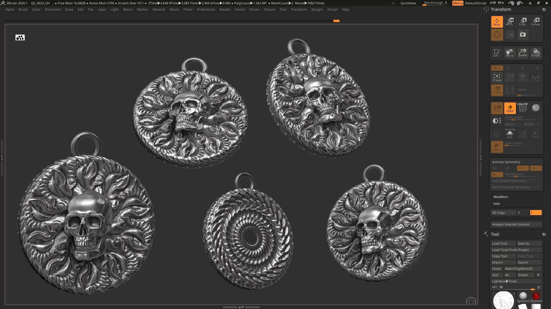 Skull Pendant 3d print model 3D print model_5