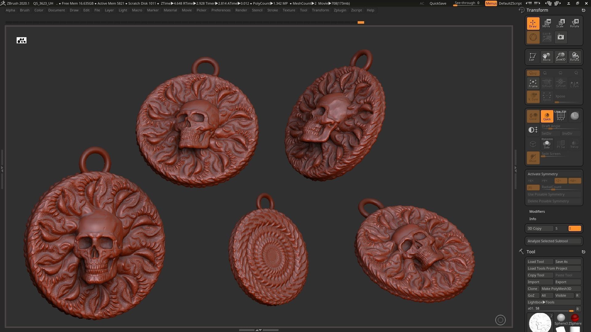 Skull Pendant 3d print model 3D print model_8