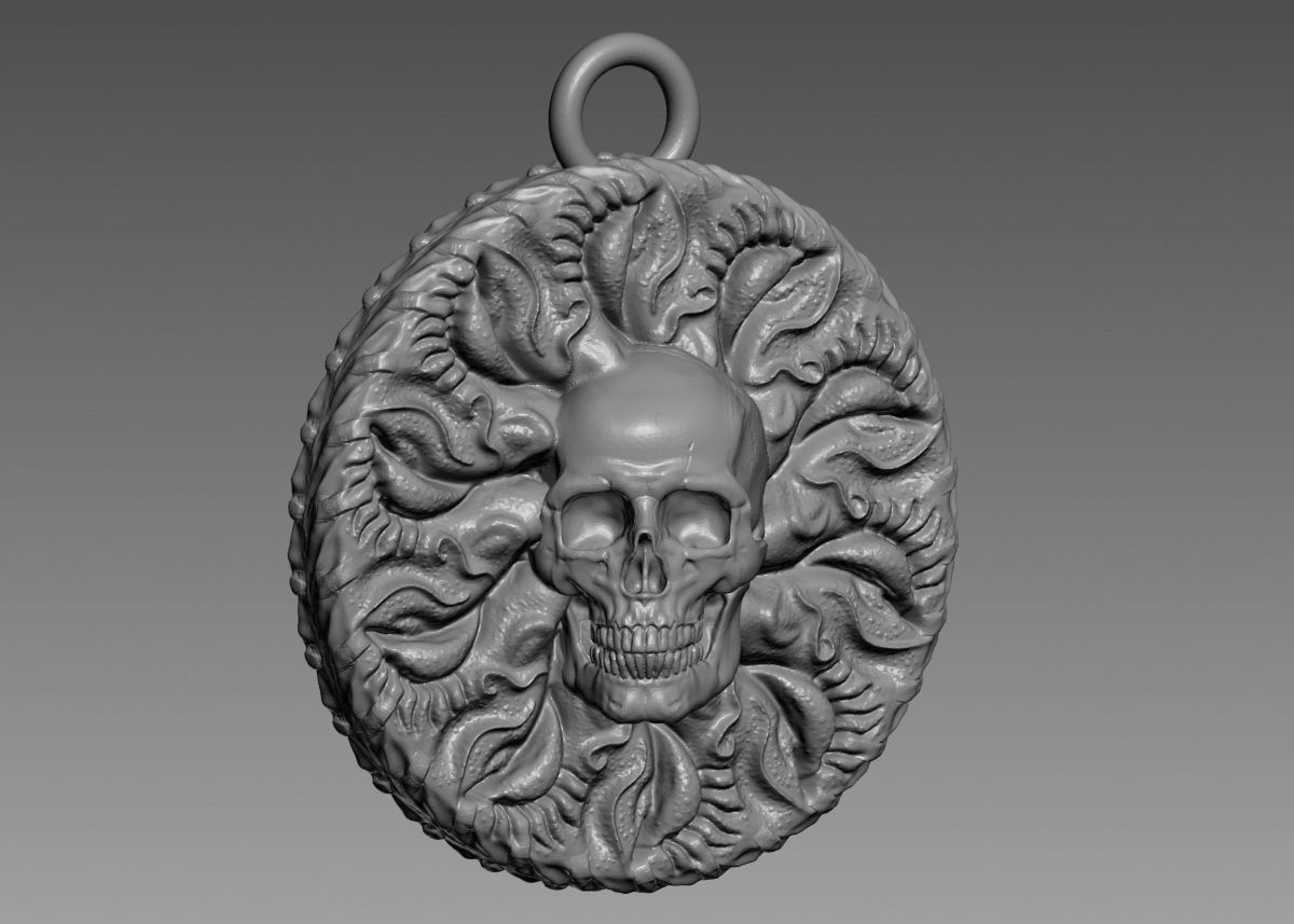 Skull Pendant 3d print model 3D print model_12