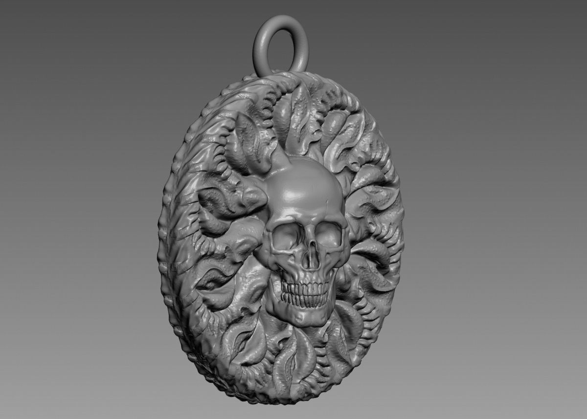 Skull Pendant 3d print model 3D print model_14