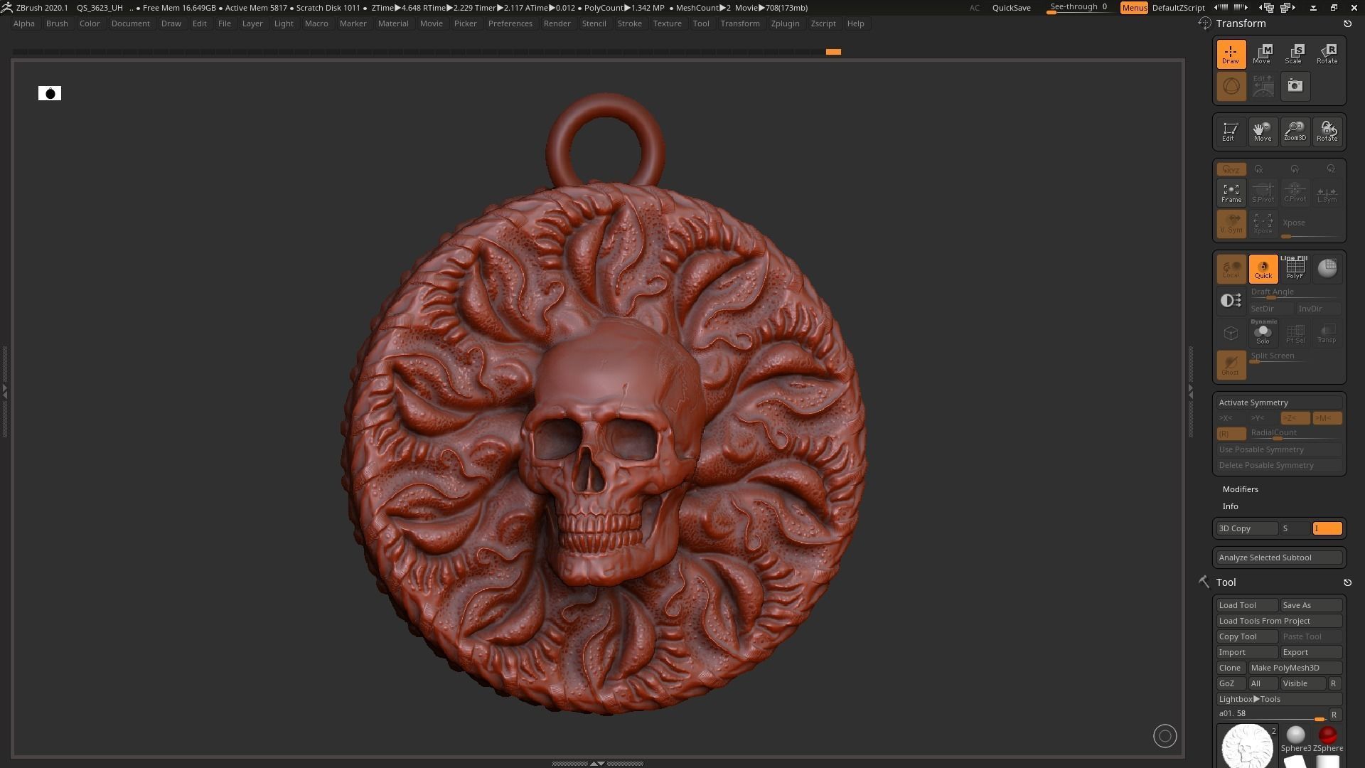 Skull Pendant 3d print model 3D print model_6