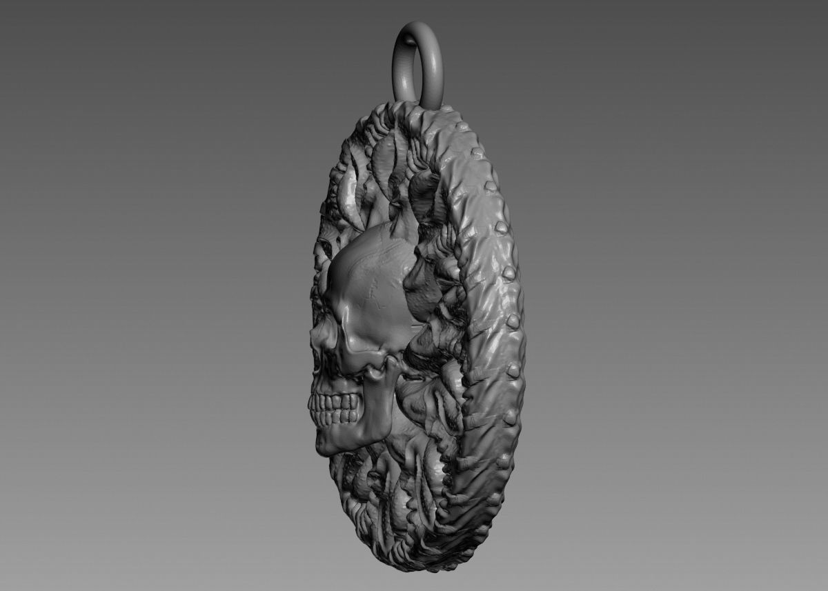 Skull Pendant 3d print model 3D print model_41