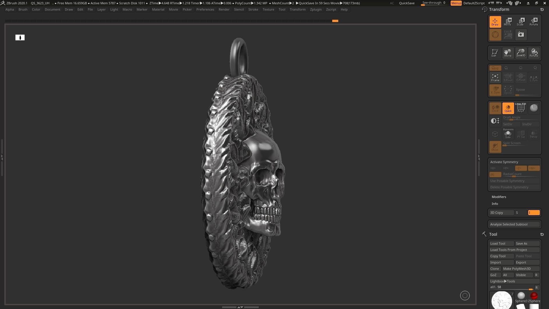 Skull Pendant 3d print model 3D print model_2