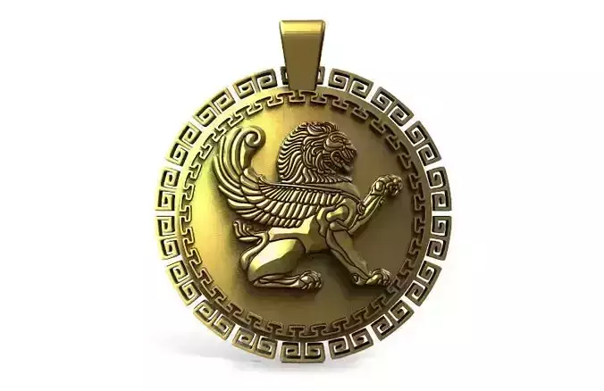 Winged lion pendant