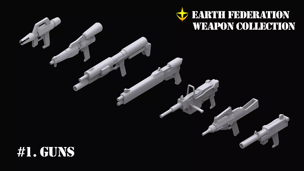 Gundam Earth Federation Guns 3D model